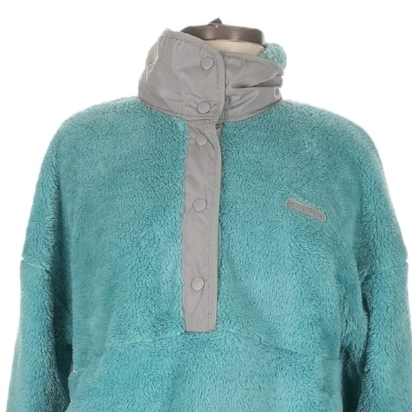 Spyder Women’s 1/4 Snap Sherpa Fleece Pullover Aqua Sea Blue Size L NWT - Picture 3 of 10